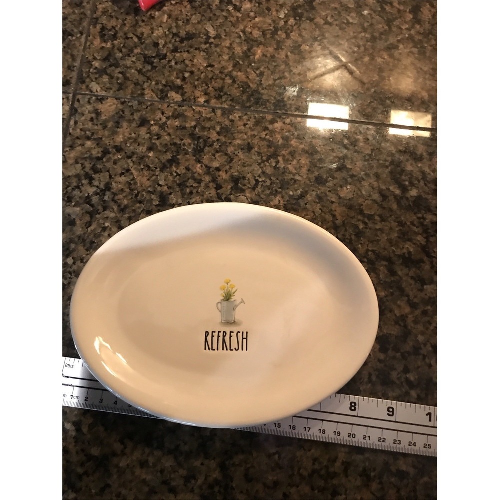 Rae Dunn Refresh Watering Can Oval Plate 8" x 5 1/2" - Picture 3 of 4